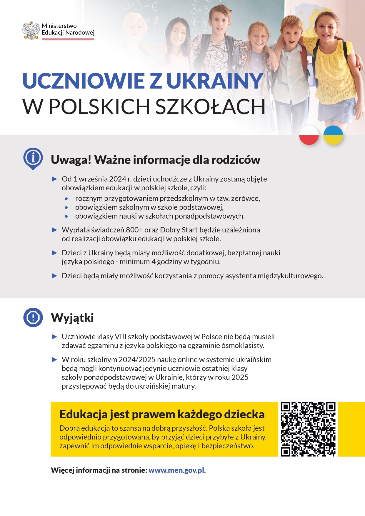 Uczniowie z Ukrainy w polskich szkołach - informacje dla rodziców...